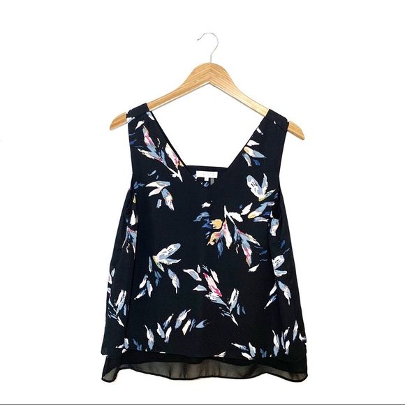 1.State Floral Layered Double V Neck Tank Size M - Picture 1 of 8